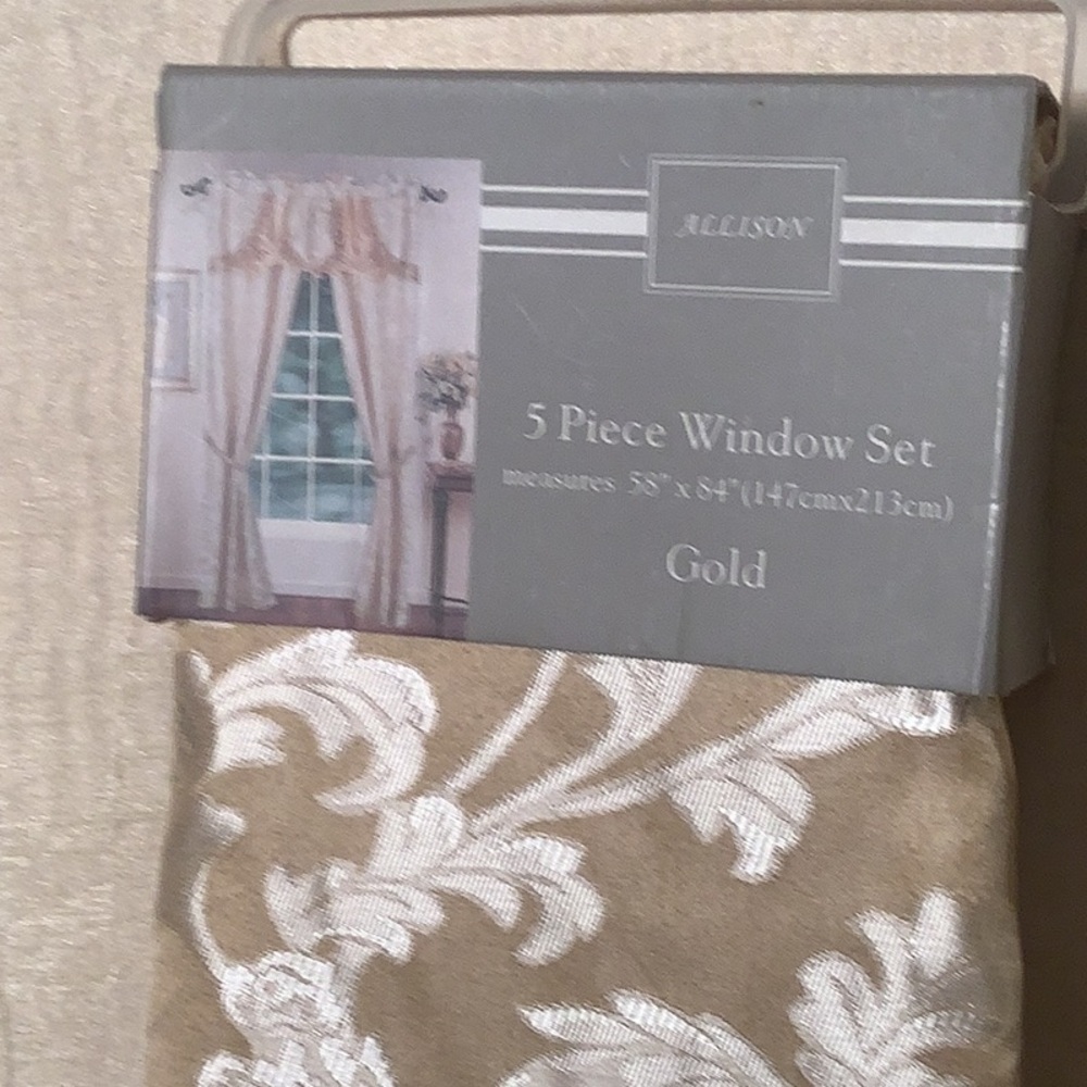 Gold Botanical Accents Elegant Curtains